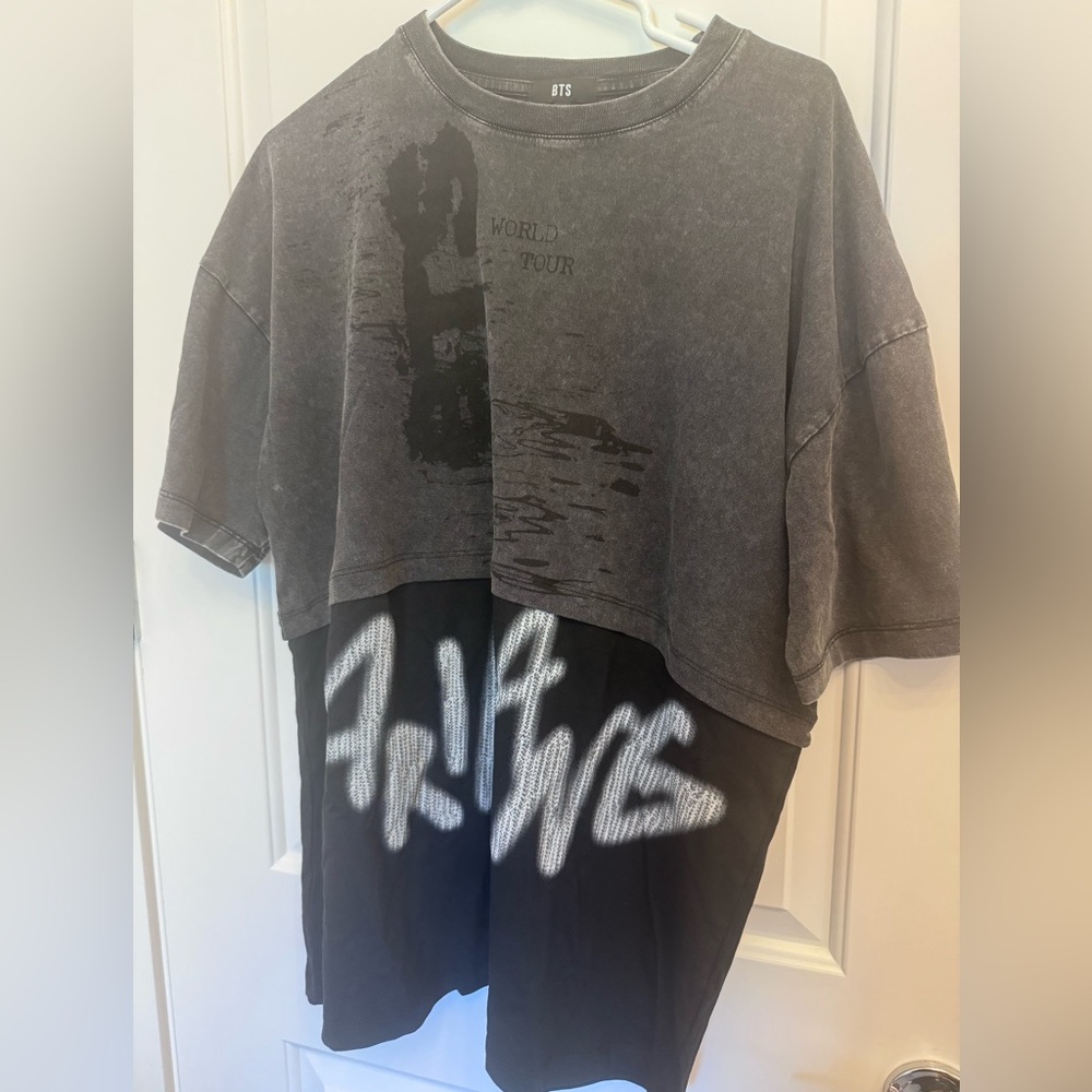 BTS Arirang World Tour & Gray Layered Graphic Tee  two tone New